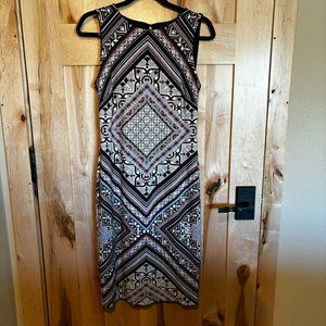 White House Black Market Reversible Sheath Dress S Small Black Patterned